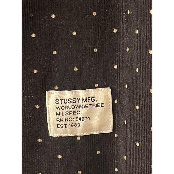 Stussy Shirt Mens Medium Black Polka Dot Corduroy Button Up Long Sleeve Casual - Picture 5 of 14